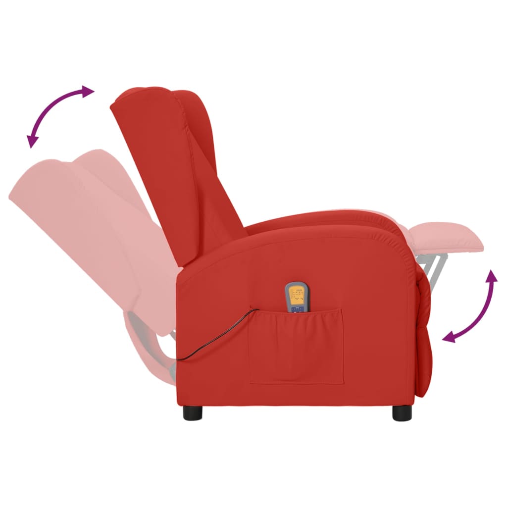 Wingback масажен наклоняем стол, виненочервен, изкуствена кожа