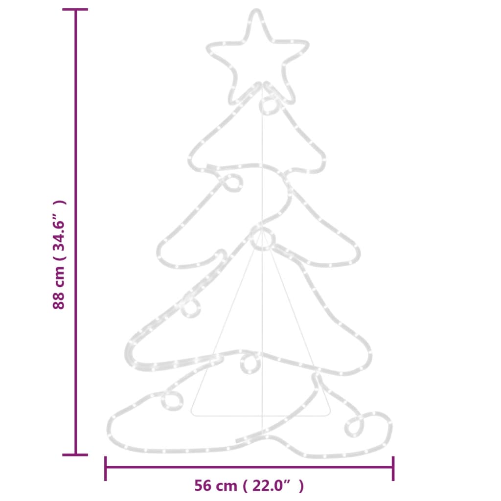 Фигура коледно дърво със 144 светодиода, 88x56 см