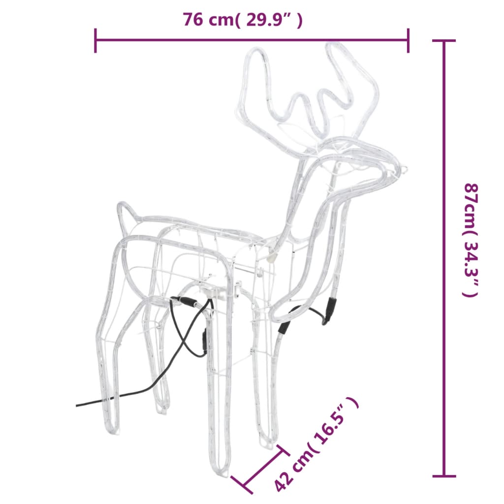 Коледна фигура елен с движеща се глава студено бяло 76x42x87 см