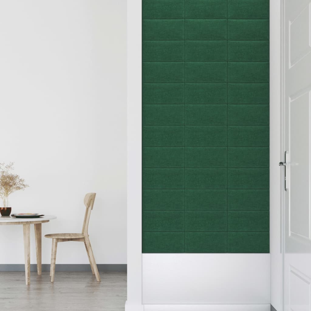 Стенни панели, 12 бр, тъмнозелени, 30x15 см, плат, 0,54 кв.м.