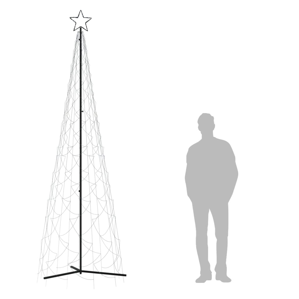 Коледна елха конус, студено бяло, 500 LED, 100x300 см