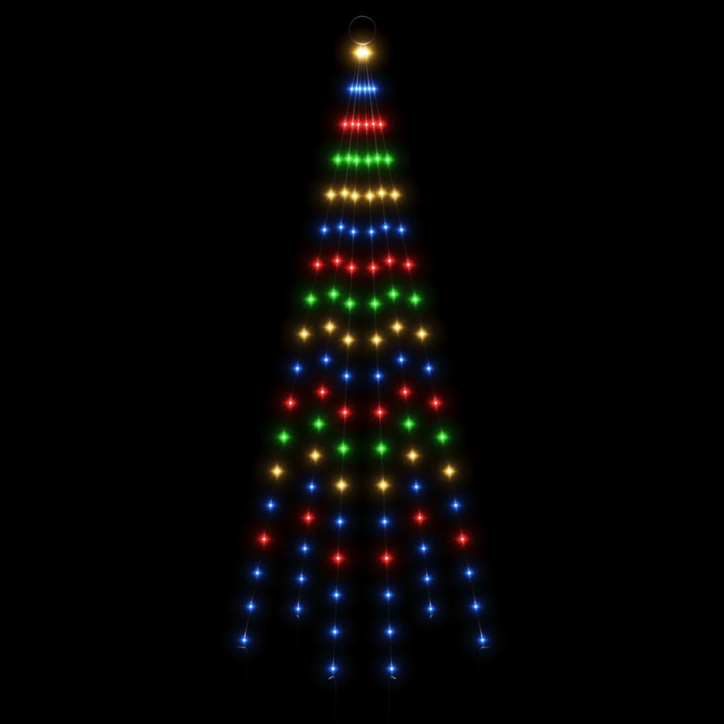 Коледна елха на флагщок, цветно, 108 LED, 180 см