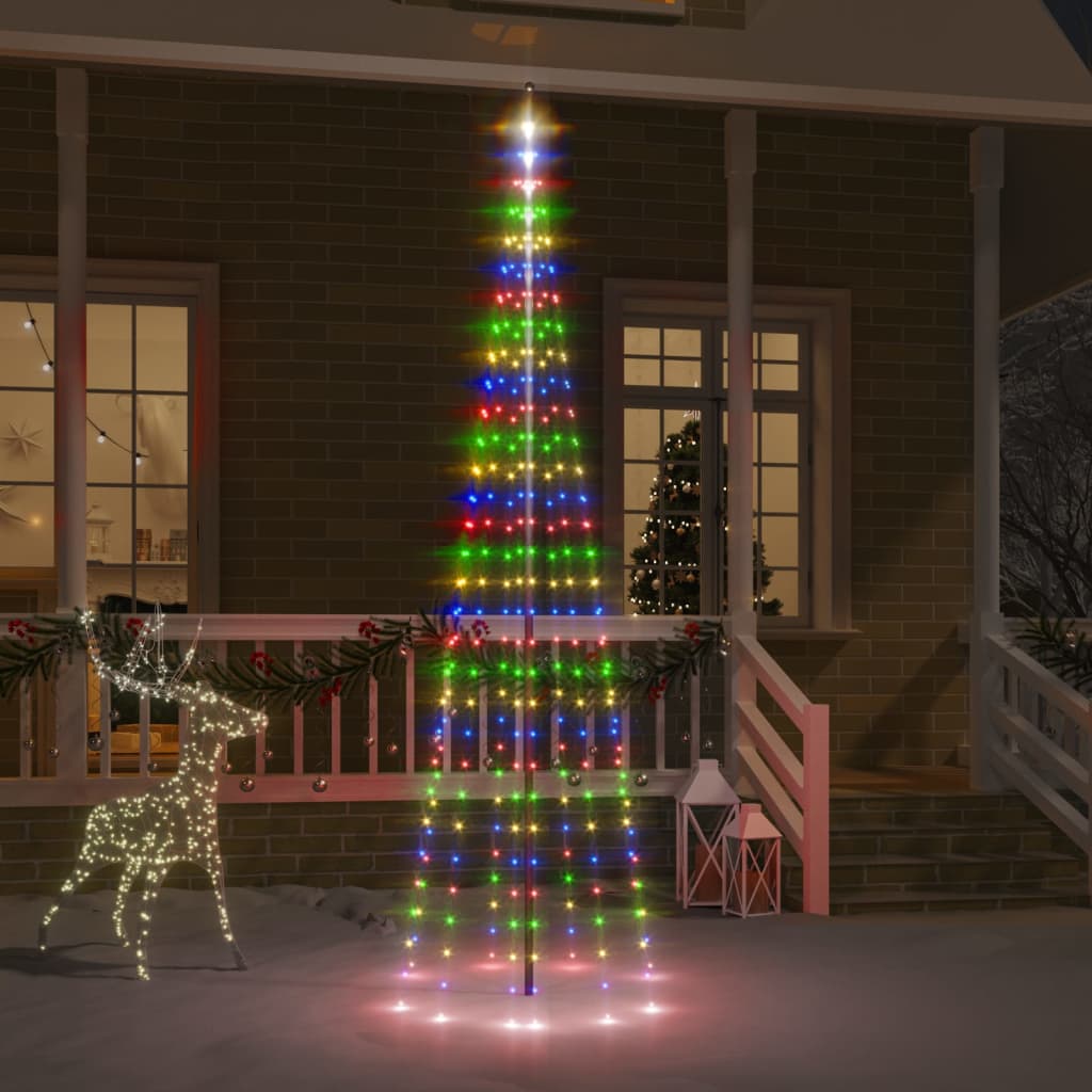 Коледна елха на флагщок, цветно, 310 LED, 300 см