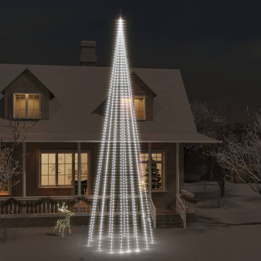 Коледна елха на флагщок, студено бяло, 1134 LED, 800 см