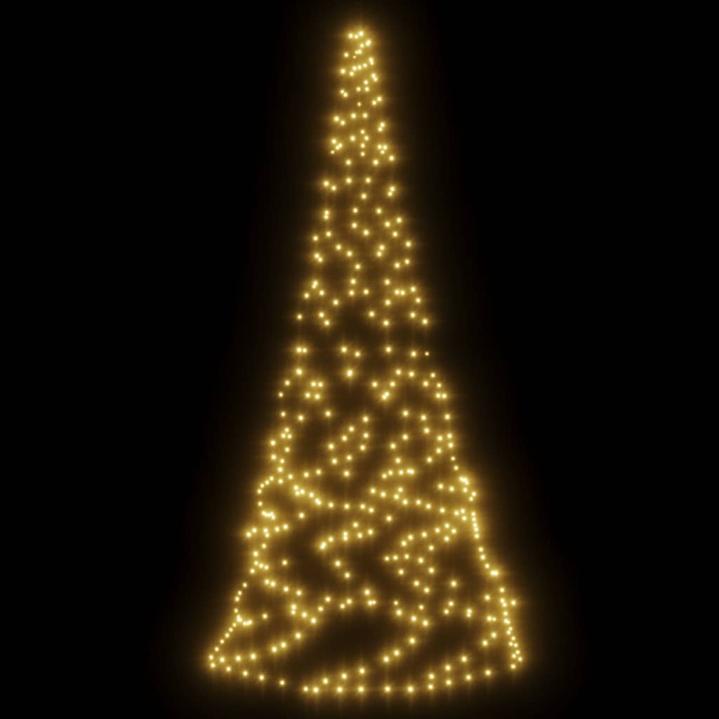 Коледна елха на флагщок, топло бяло, 200 LED, 180 см