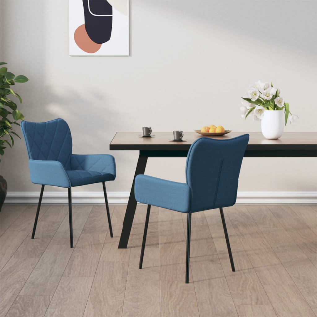 Трапезни столове, 2 бр, сини, текстил