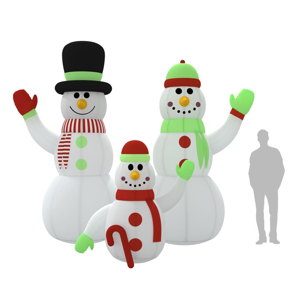 Семейство надуваеми снежни човеци с LED, 360 см