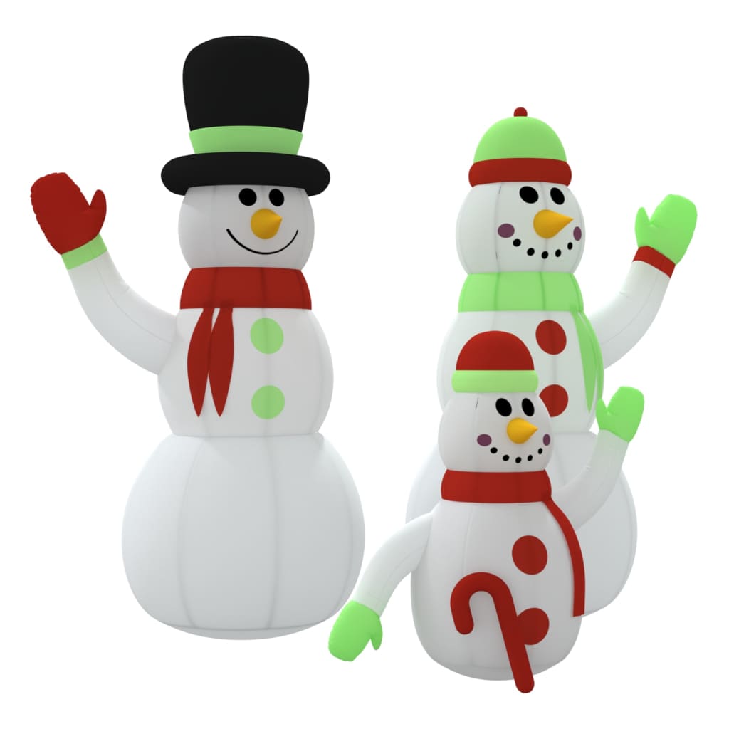 Семейство надуваеми снежни човеци с LED, 500 см