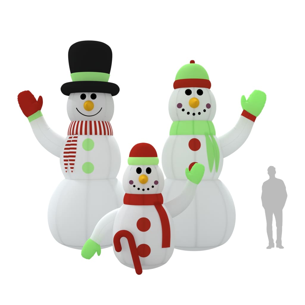 Семейство надуваеми снежни човеци с LED, 500 см