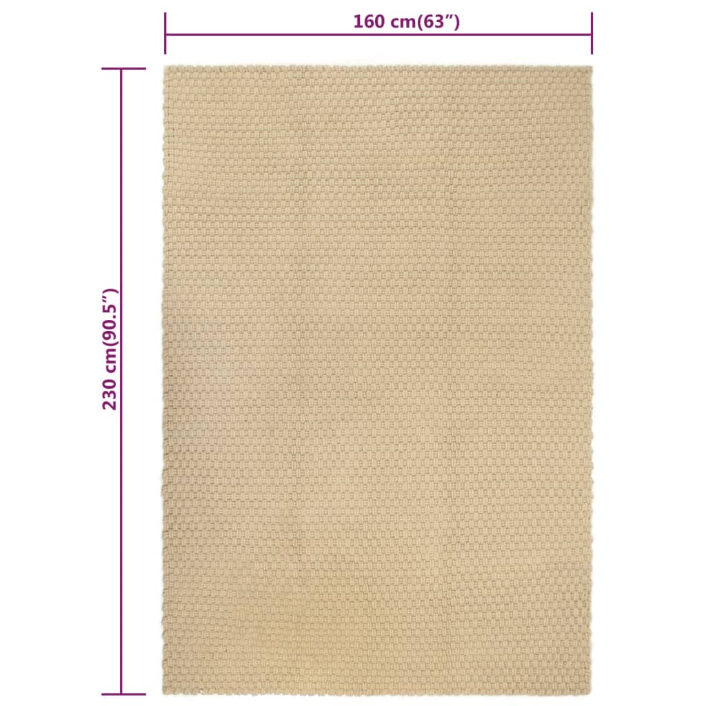 Килим правоъгълен естествен 160x230 см памук