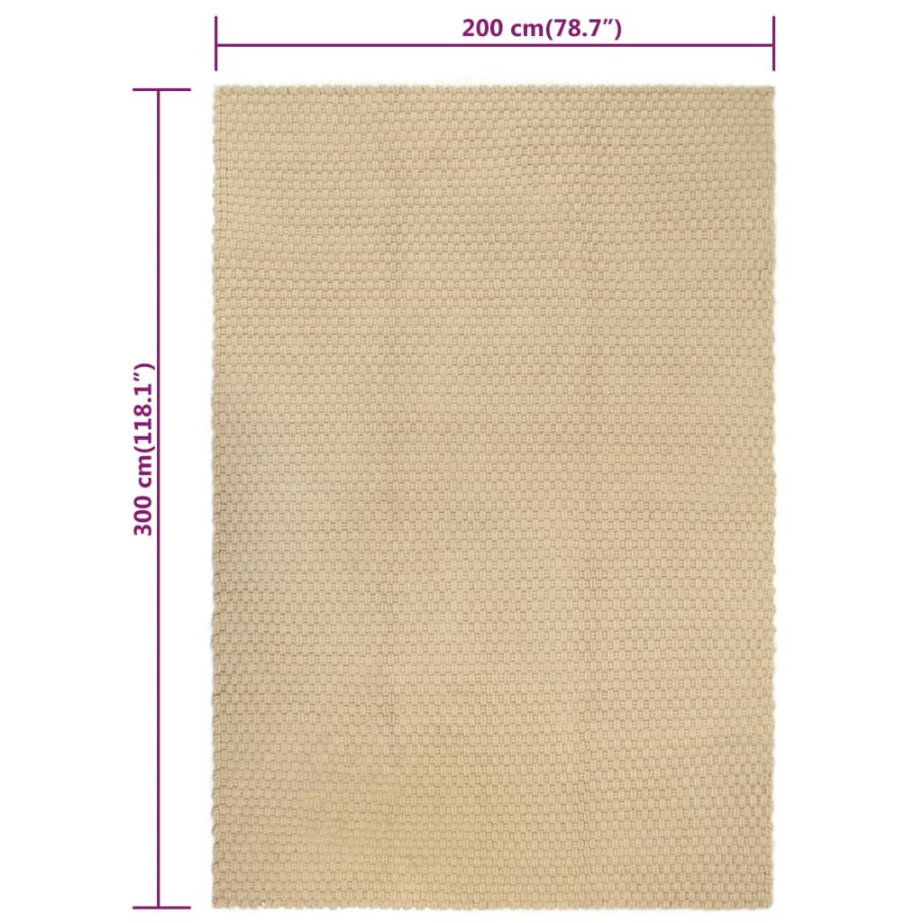 Килим, правоъгълен, естествен, 200x300 см, памук