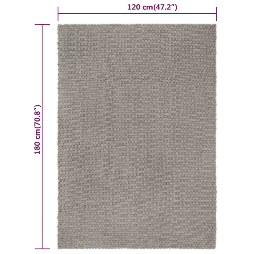 Килим правоъгълен сив 120x180 см памук