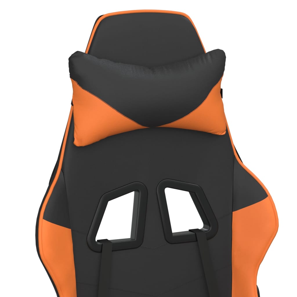 Масажен гейминг стол с подложка, черно/оранжев, изкуствена кожа