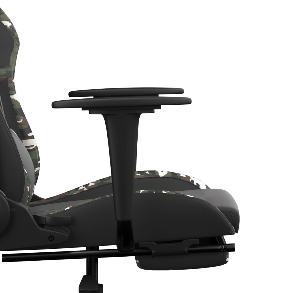 Масажен гейминг стол с опора черно-камуфлаж изкуствена кожа