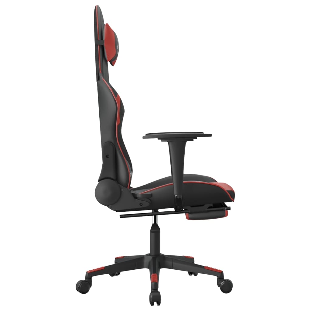 Масажен гейминг стол с подложка черно/червено изкуствена кожа