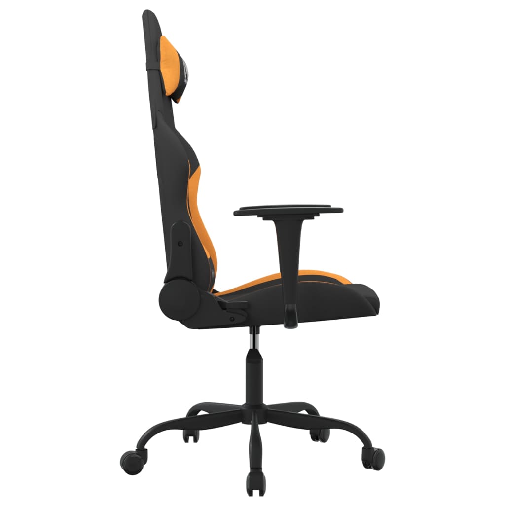 Масажен гейминг стол, черно и оранжево, плат