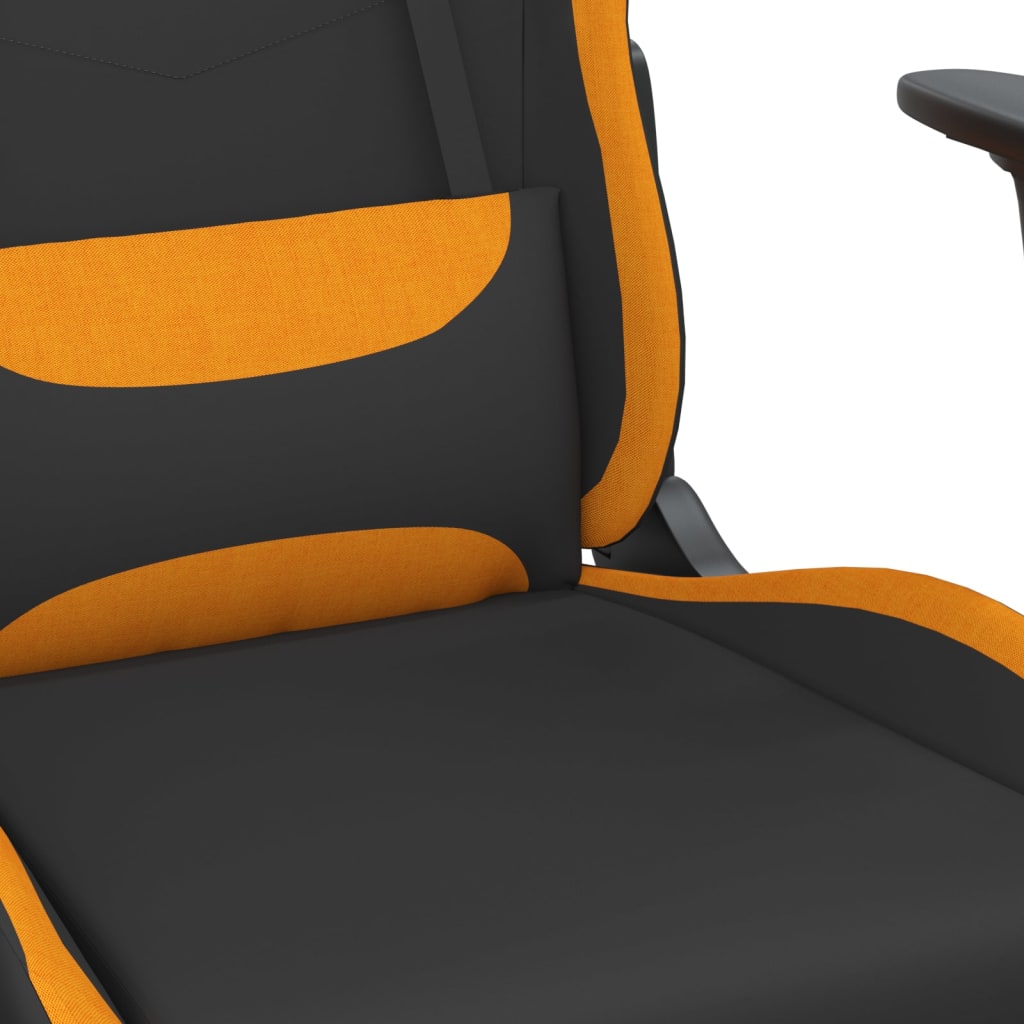Масажен гейминг стол, черно и оранжево, плат