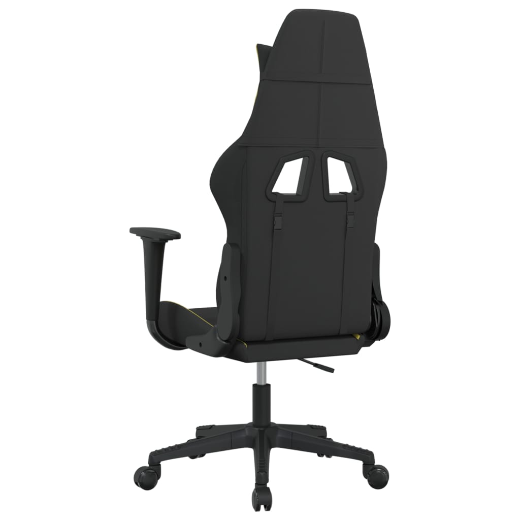 Масажен геймърски стол, черно и светлозелено, плат