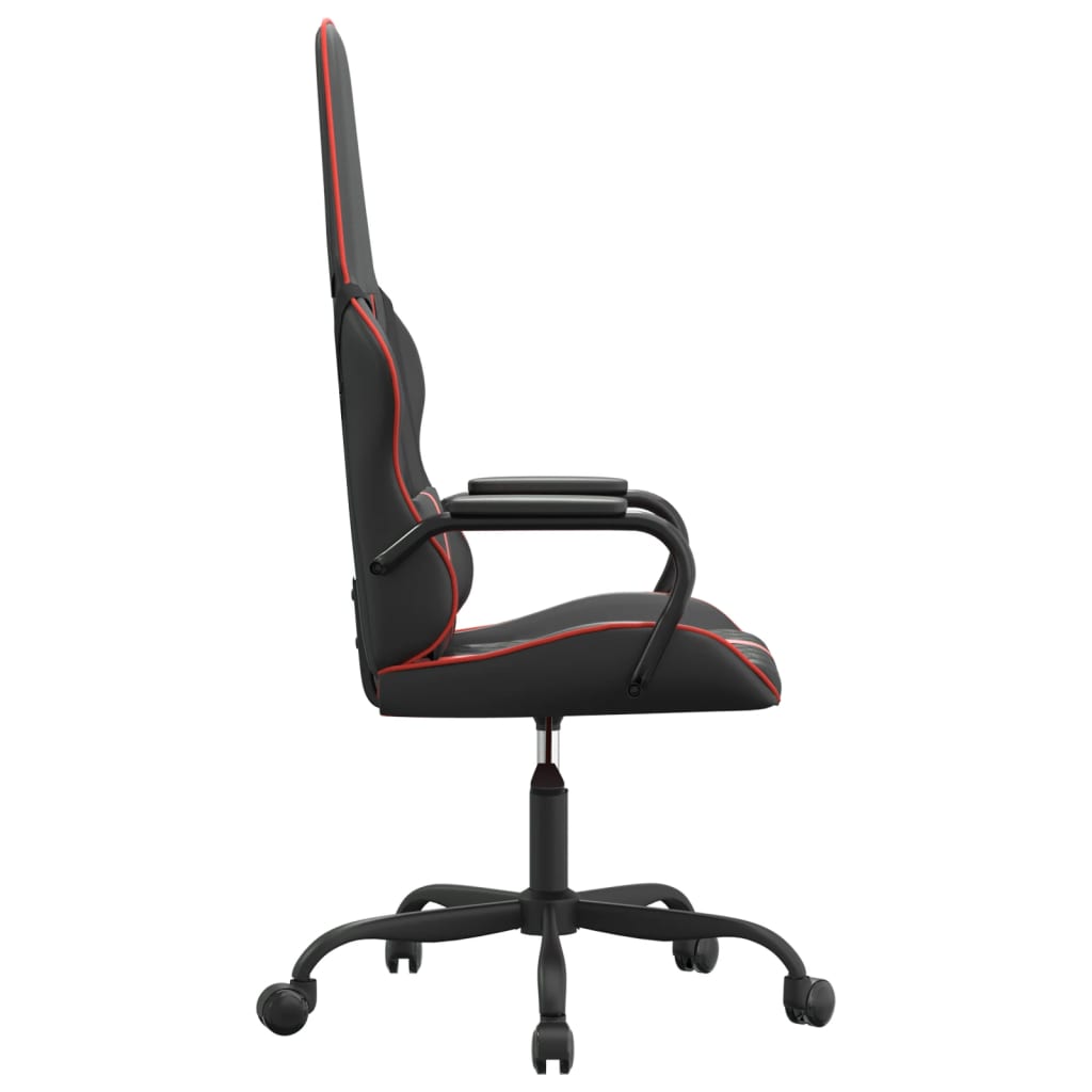 Масажен гейминг стол, червено и черно, изкуствена кожа