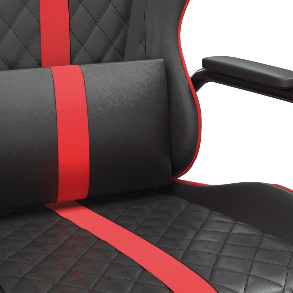 Масажен гейминг стол, червено и черно, изкуствена кожа