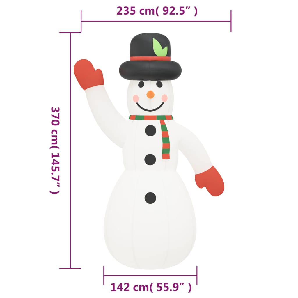 Надуваем снежен човек с LED, 370 см