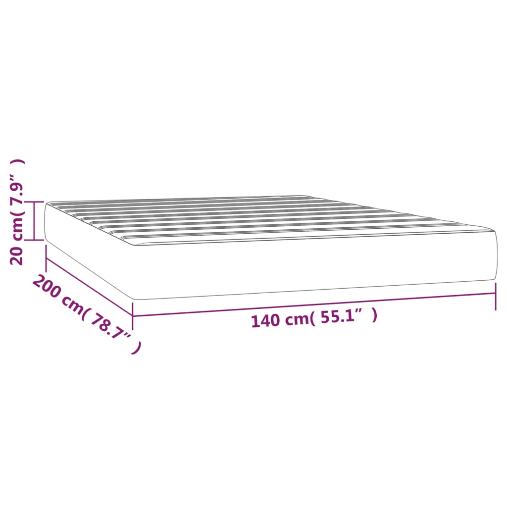 Матрак за легло с покет пружини светлосив 140x200x20 см кадифе