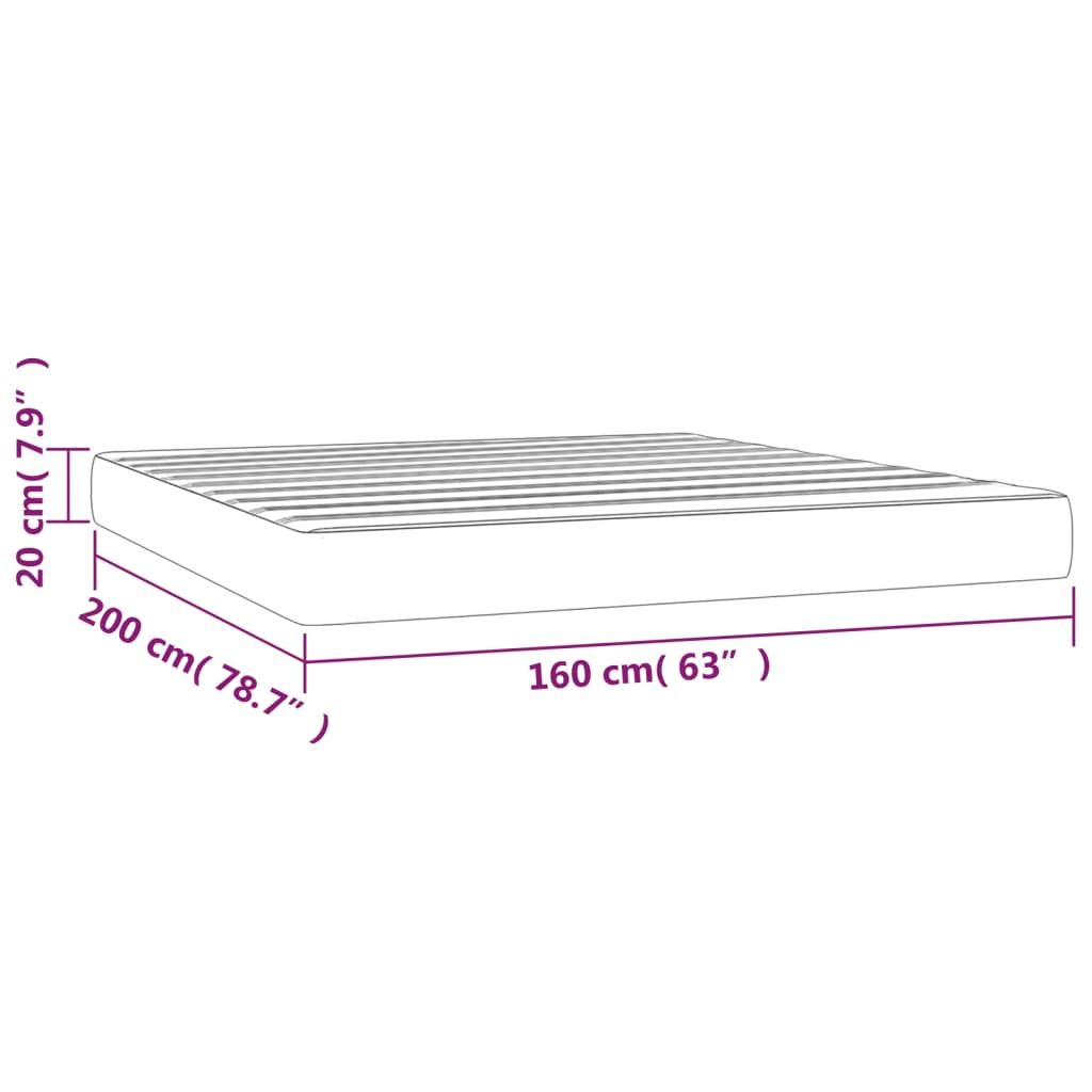 Матрак за легло с покет пружини светлосив 160x200x20 см кадифе