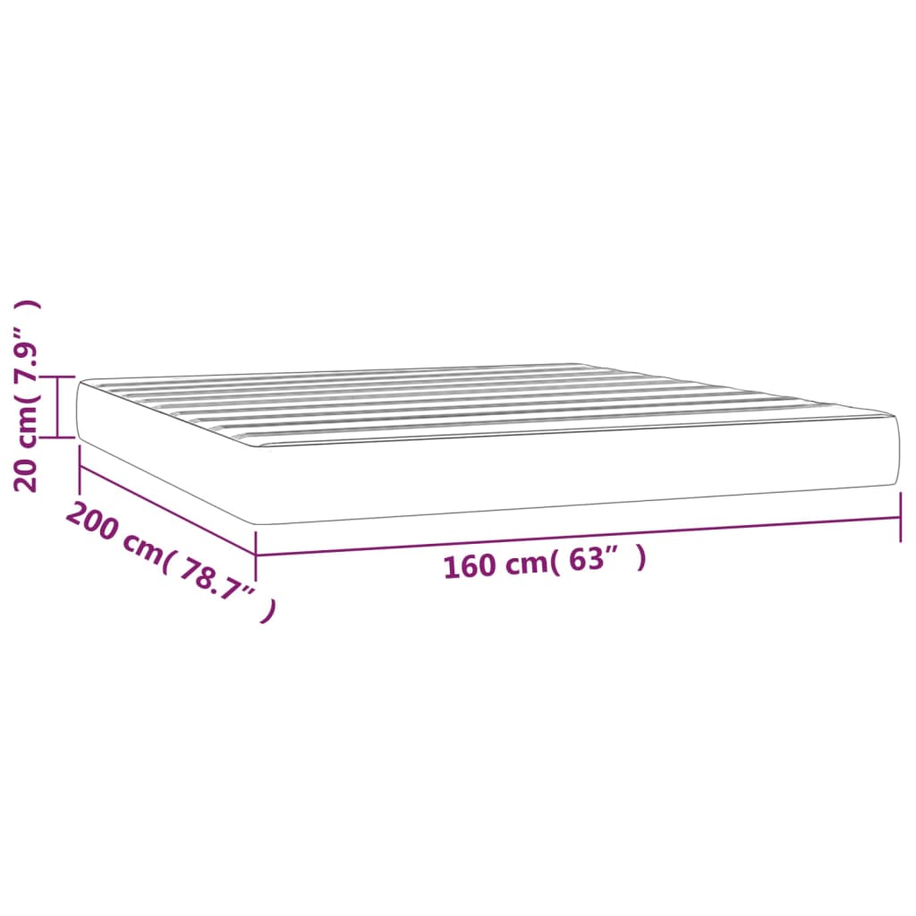 Матрак за легло с покет пружини розов 160x200x20 см кадифе