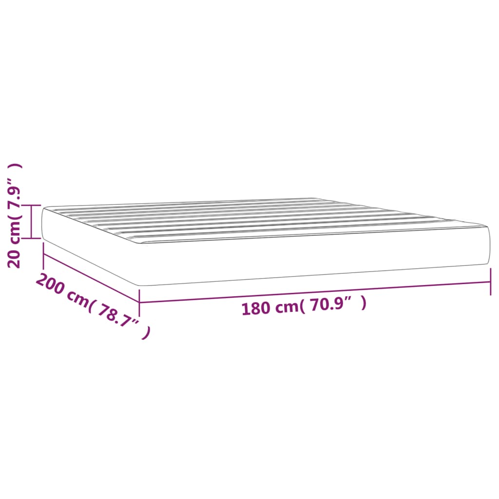 Матрак за легло с покет пружини светлосив 180x200x20 см кадифе