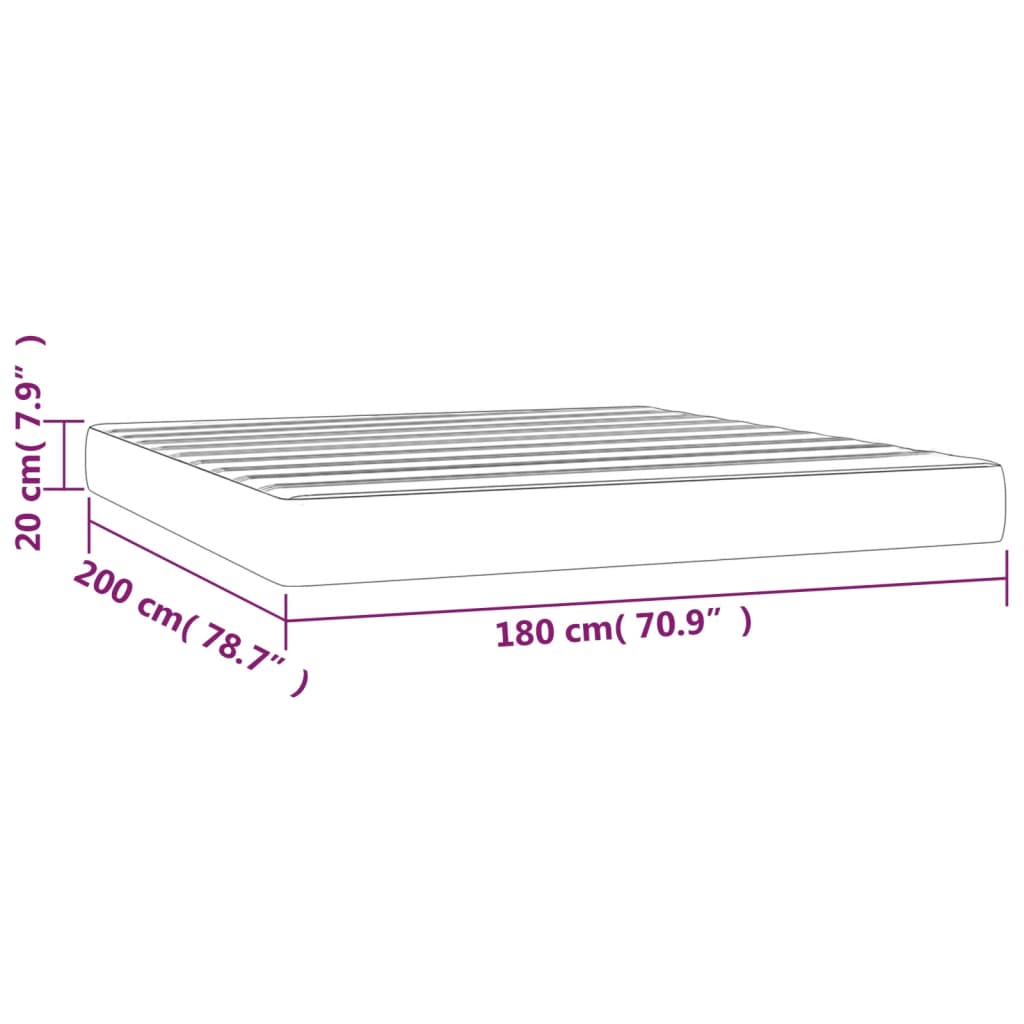 Матрак за легло с покет пружини черен 180x200x20 см кадифе
