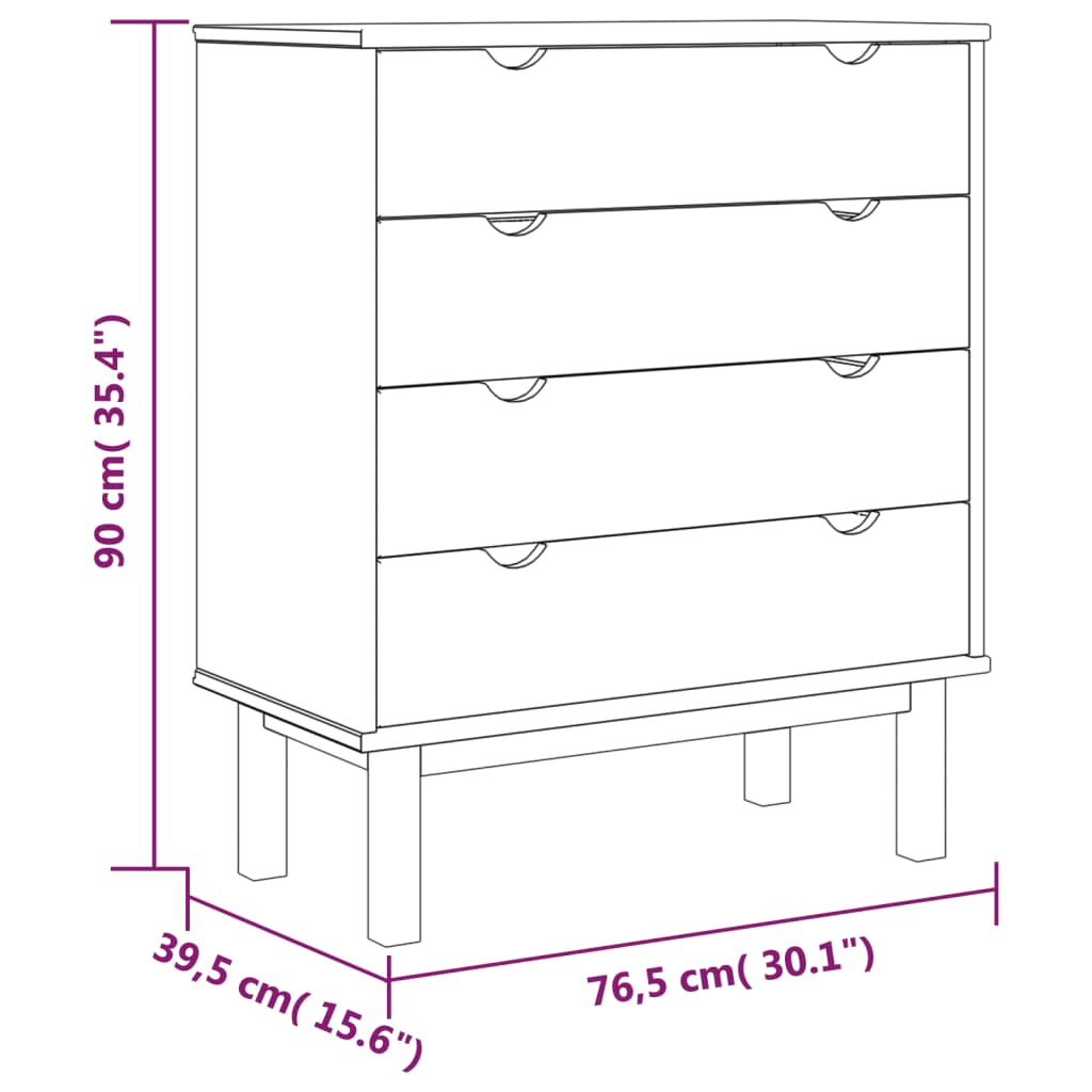 Шкаф с чекмеджета OTTA кафяво и сиво 76,5x39,5x90 см бор масив