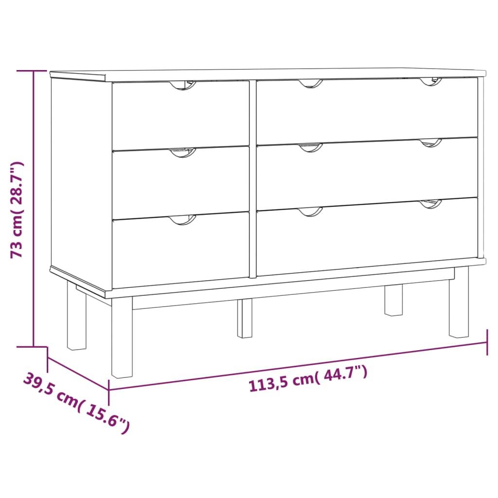 Шкаф с чекмеджета OTTA кафяво и сиво 113,5x39,5x73 см бор масив