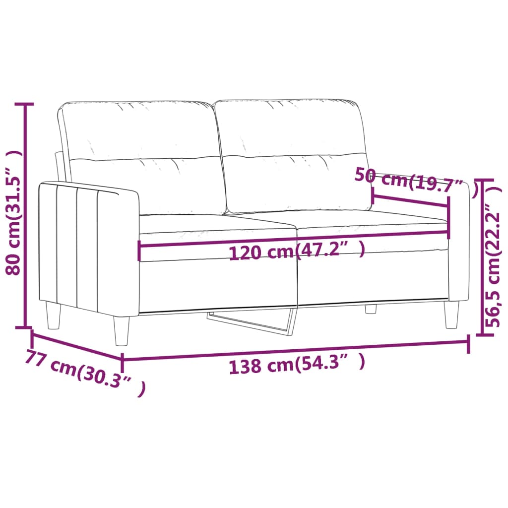 2-местен диван, светлосив, 120 см, плат