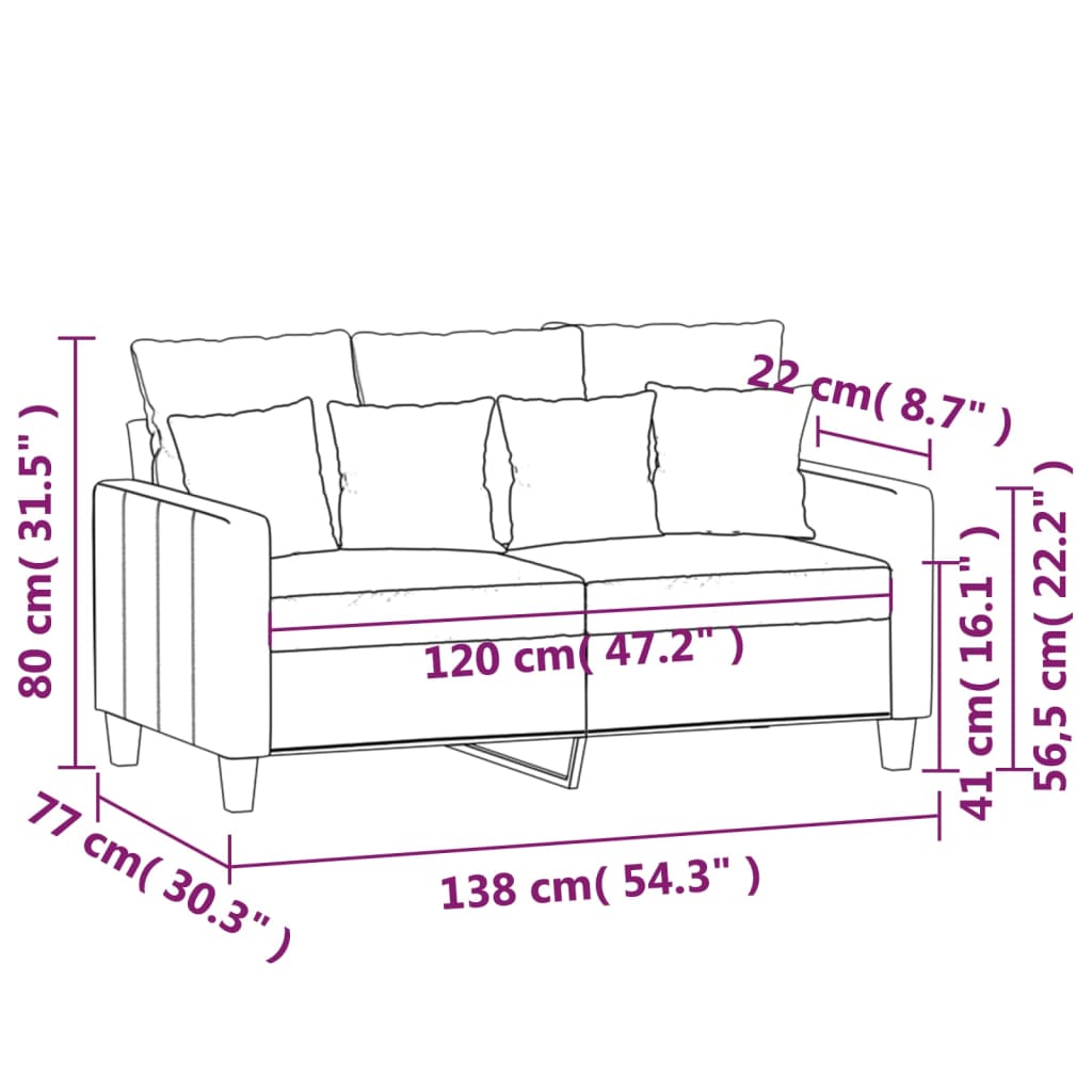 2-местен диван, Тъмносив, 120 см, плат