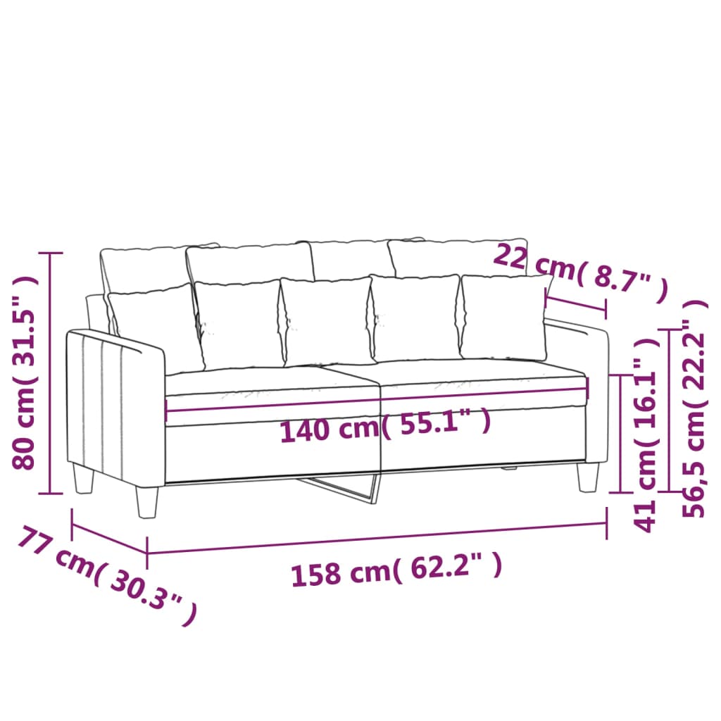2-местен диван, светлосив, 140 см, плат