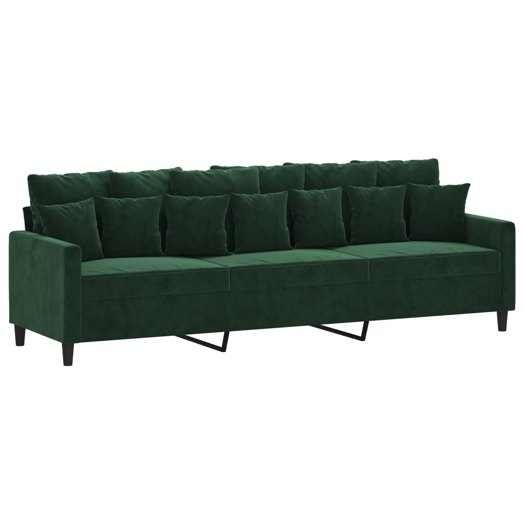 3-местен диван, тъмнозелен, 210 см, кадифе