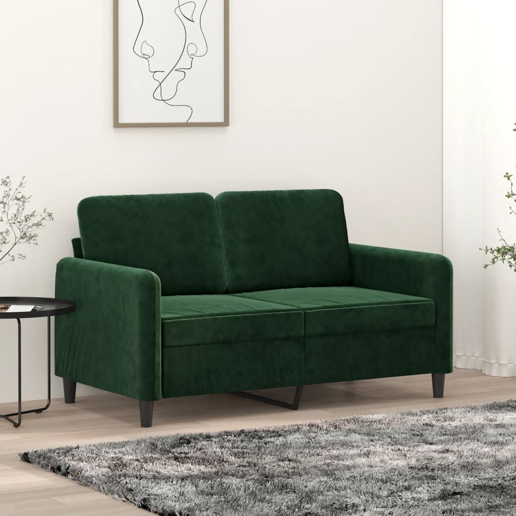 2-местен диван, тъмнозелен, 120 см, кадифе