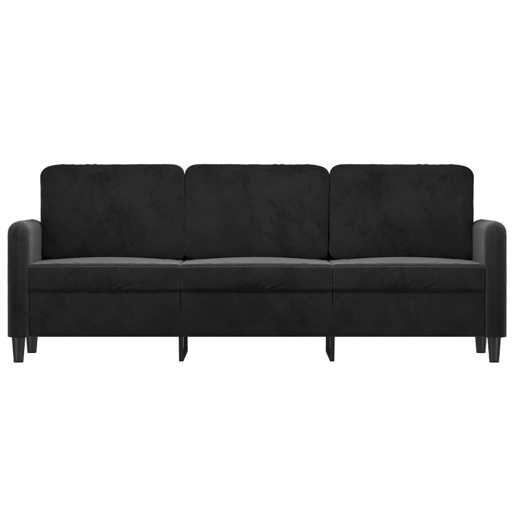 3-местен диван, черен, 180 см, кадифе