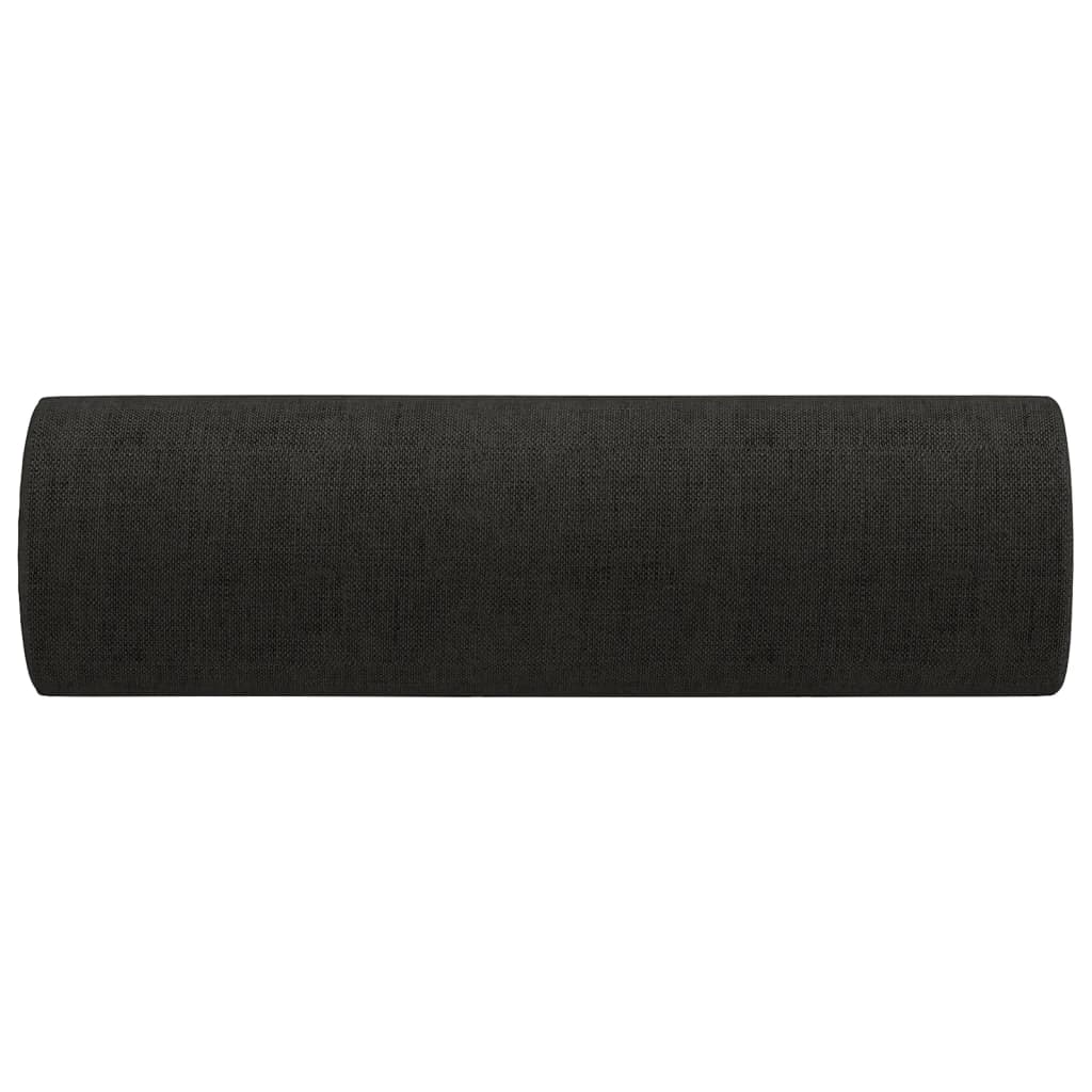 Декоративни възглавници, 2 бр, черни, Ø15x50 см, плат