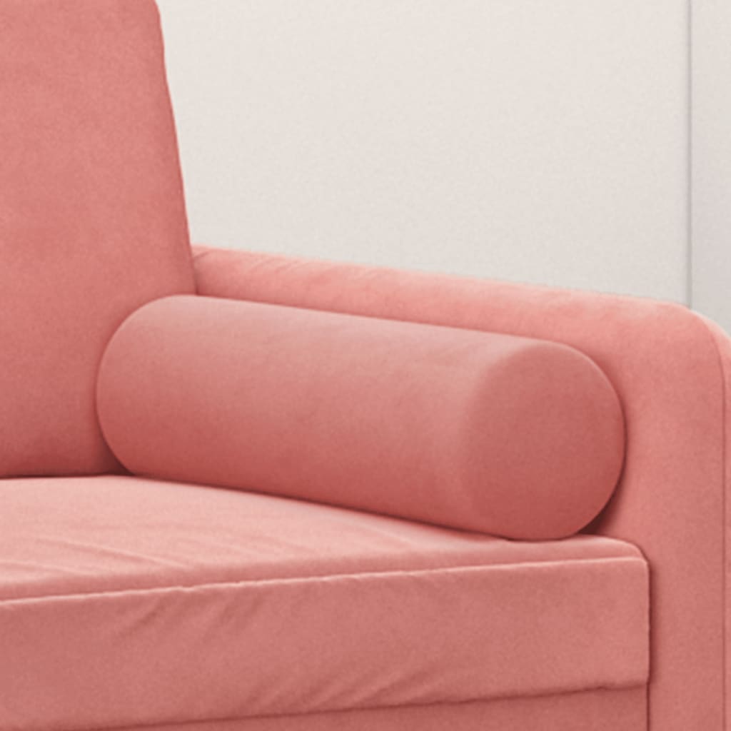 Декоративни възглавници, 2 бр, розови, Ø15x50 см, кадифе
