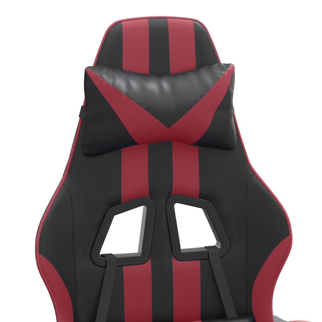 Въртящ гейминг стол с подложка черно-червен изкуствена кожа