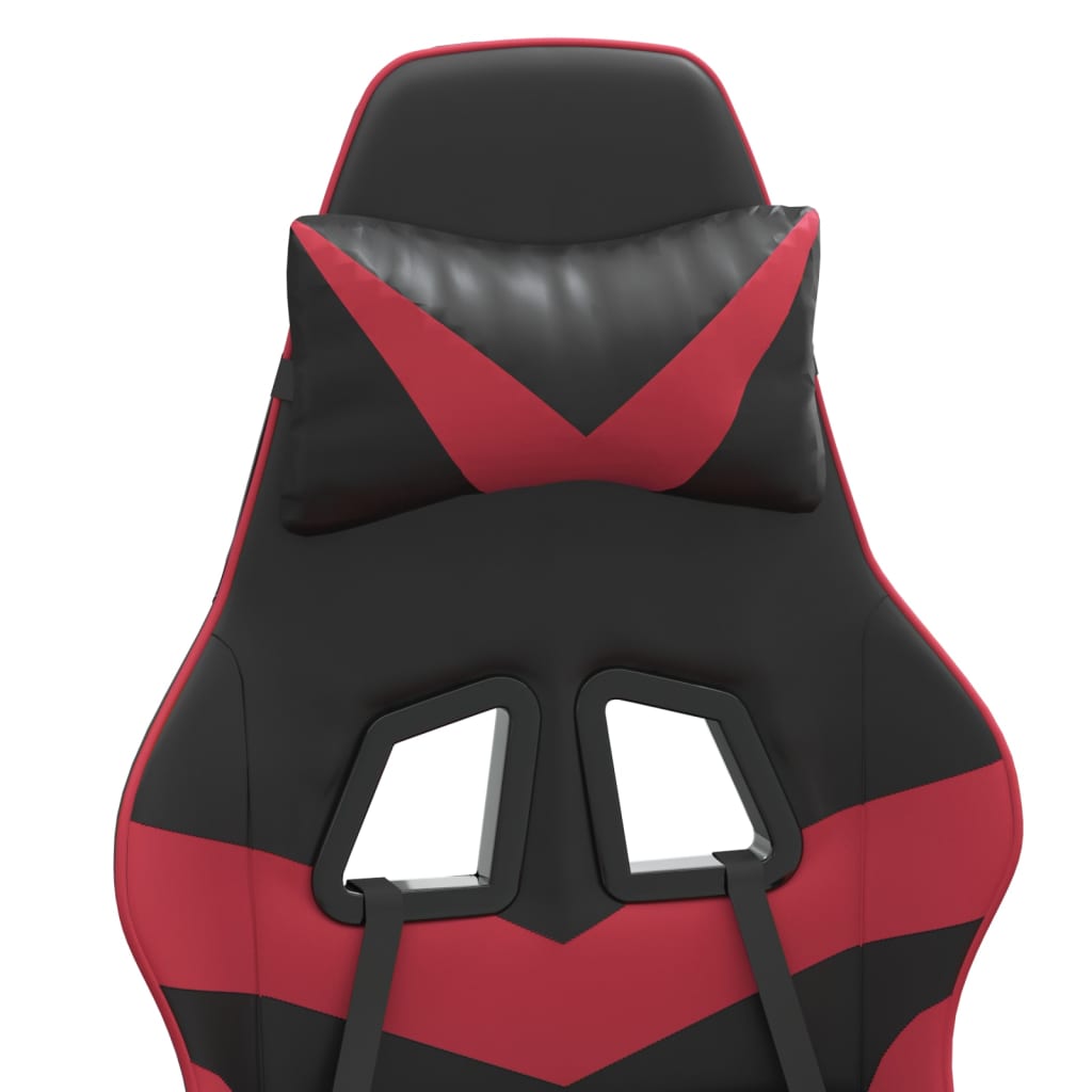 Въртящ гейминг стол с подложка черно-червен изкуствена кожа