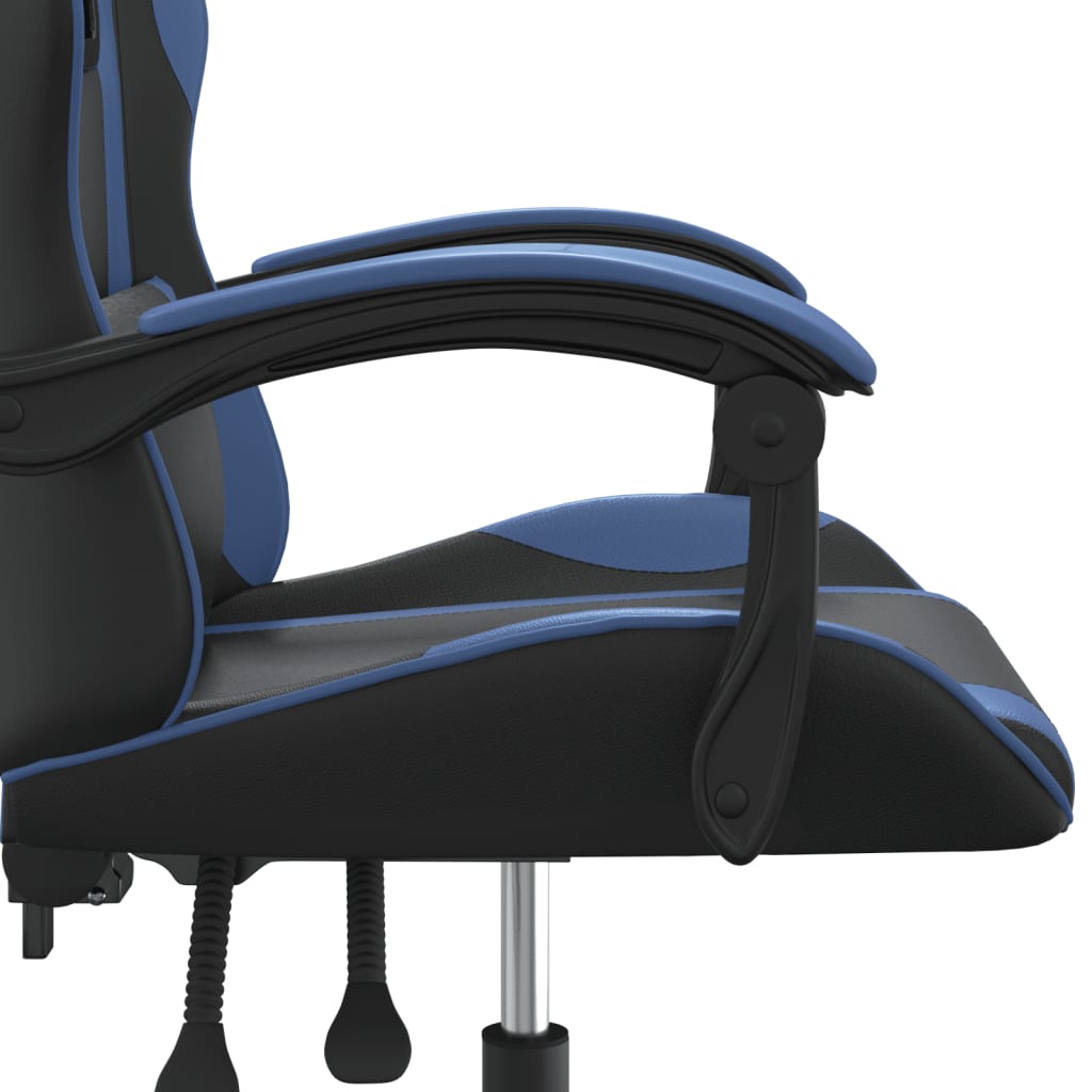Въртящ гейминг стол, черно и синьо, изкуствена кожа