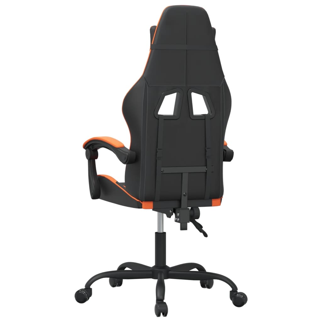 Въртящ гейминг стол, черно и оранжево, изкуствена кожа