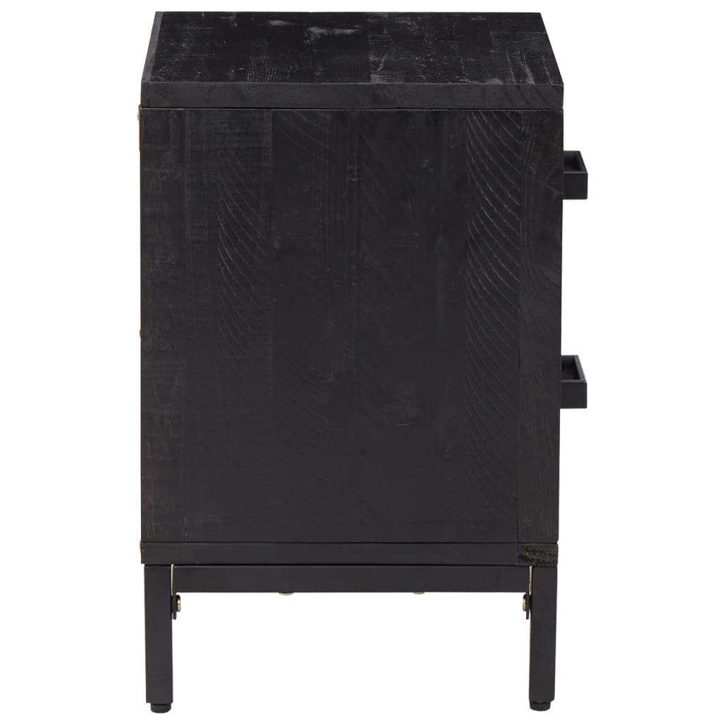 Нощно шкафче, черно, 36x30x45 см, бор масив
