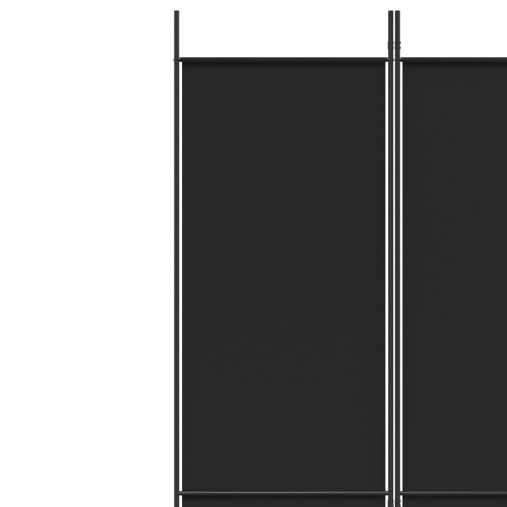 Параван за стая, 4 панела, черен, 200x220 cм, плат