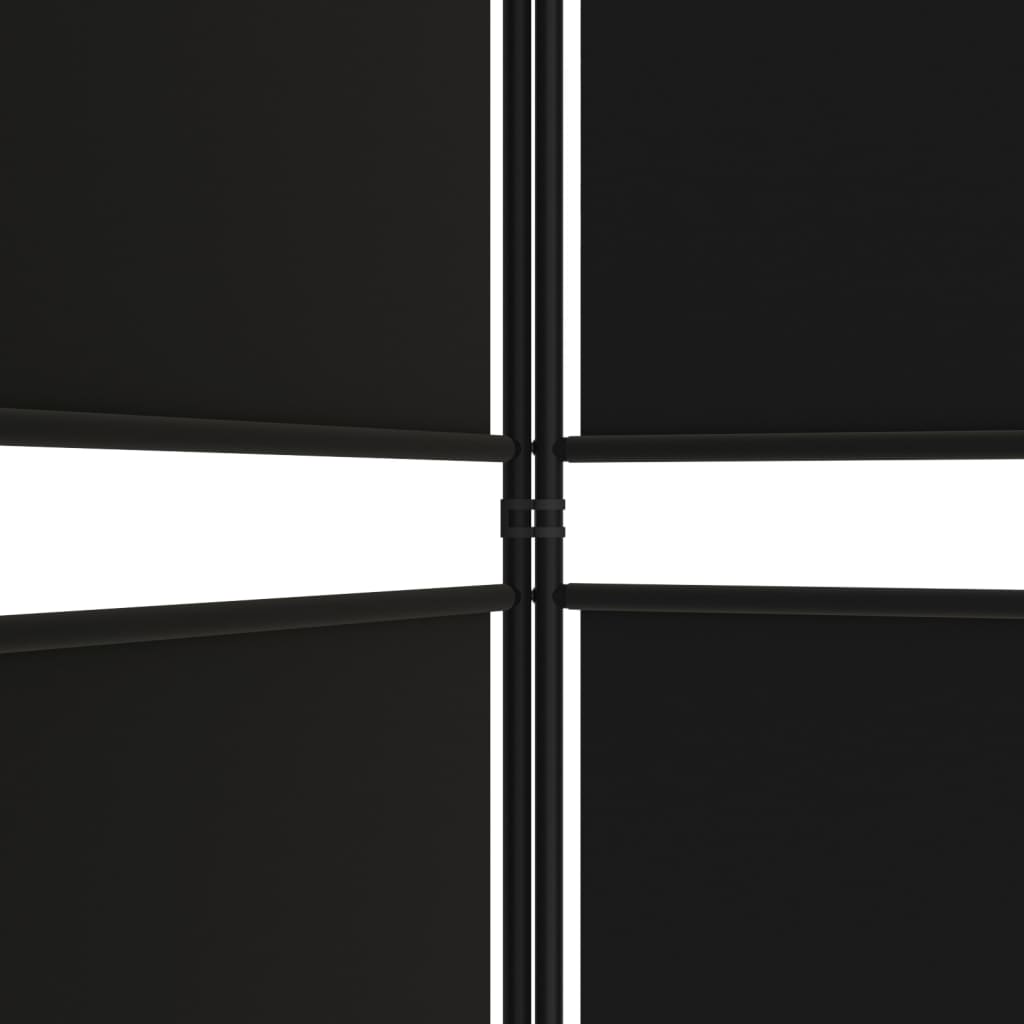 Параван за стая, 4 панела, черен, 200x200 cм, плат
