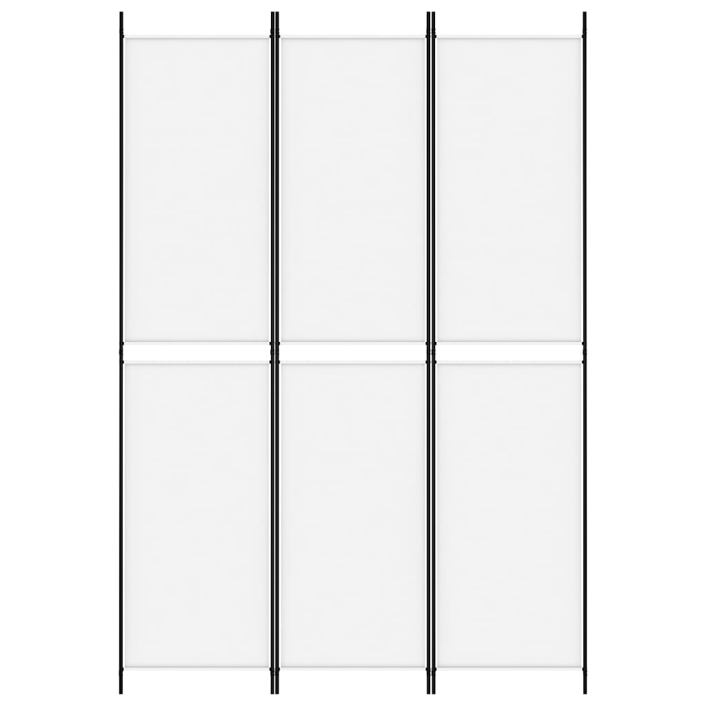 Параван за стая, 3 панела, бял, 150x220 см, плат