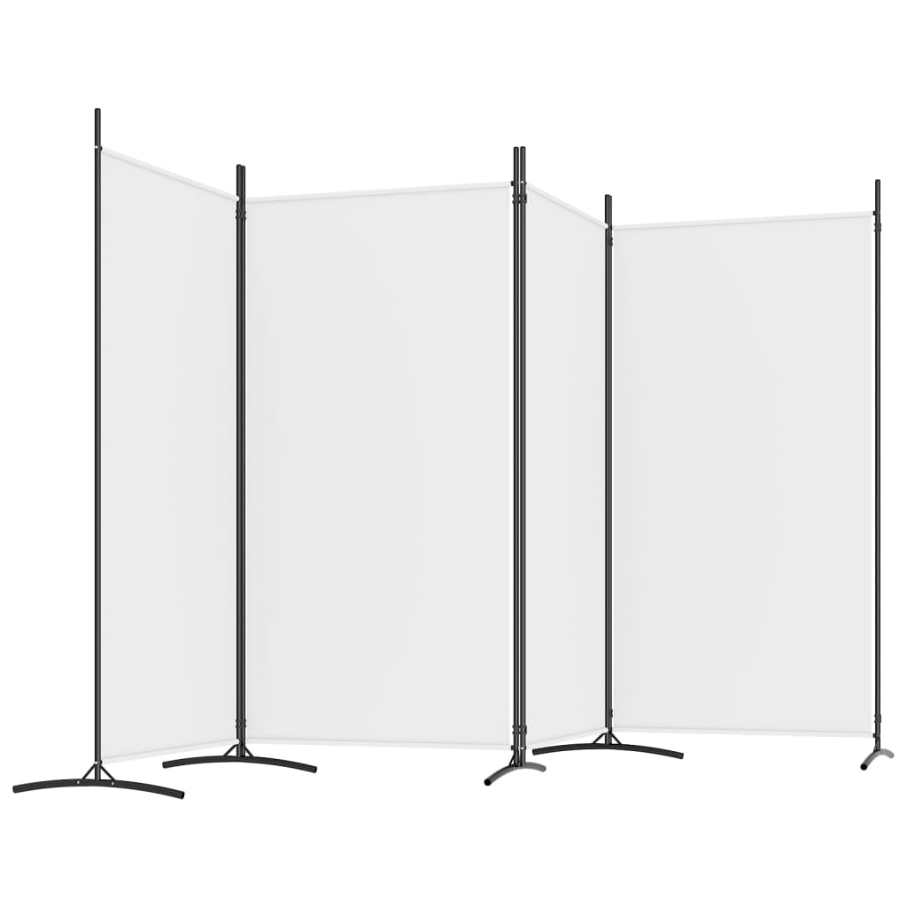 Параван за стая, бял, 4 панела, 346x180 см, плат