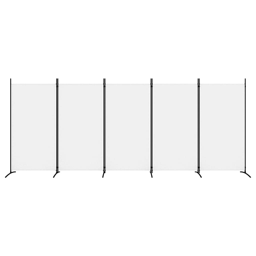 Параван за стая, бял, 5 панела, 433x180 см, плат